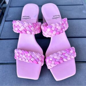 Jeffrey Campbell Pink Delicacy Platform Sandals with braided straps SZ 6.5